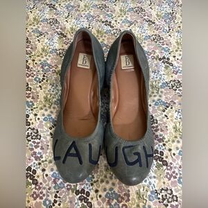 Ellen Degeneres ED Blue LAUGH Text Flats Size 7.5 ED Love Shoes